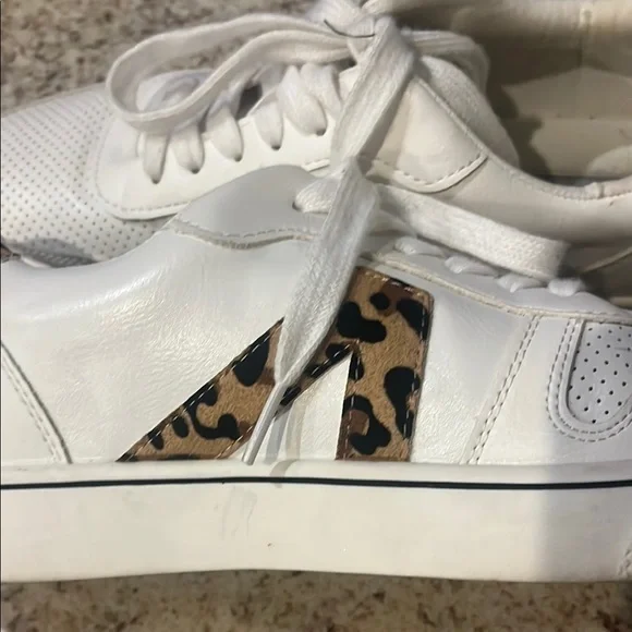 MIA White Sneakers with Leopard Print Accent - Picture 4 of 6